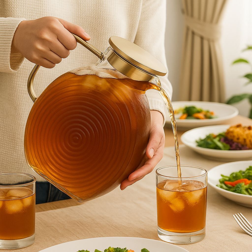 Ribbed Borosilicate Gold Glass Pitcher Jug 2500ml