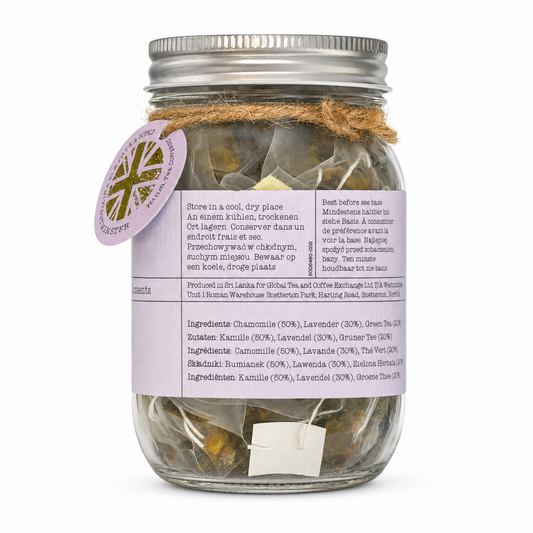 Chamomile & Lavender Tea Bags Mason Jar - 20 Biodegradable Pyramid Bags