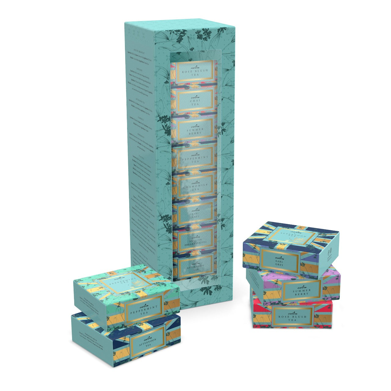 British Themed Union Jack 8 Box Tea Stack Gift Box Green – 40 Teabags