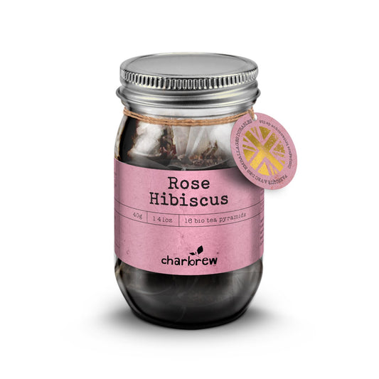 Rose Hibiscus Tea Bags Mason Jar - 16 Biodegradable Pyramid Bags