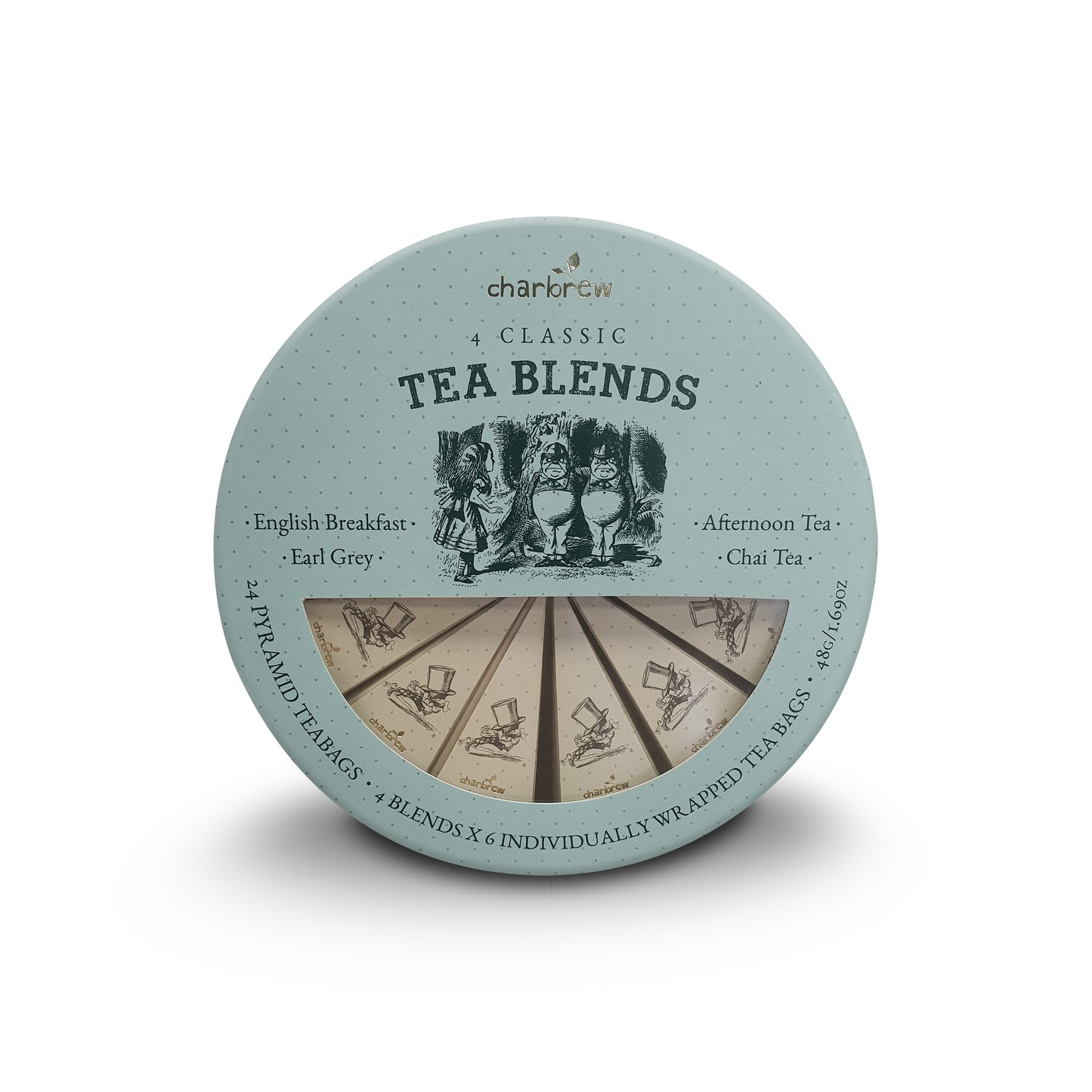 Alice In Wonderland Circular Classic Tea Pyramid Gift Box - 24 Teabags