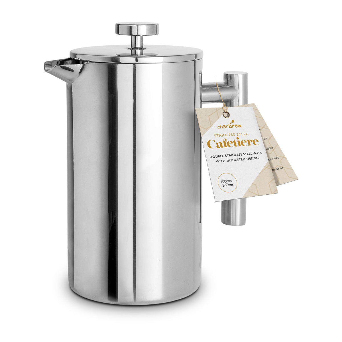 Large Stainless Steel Insulated Cafetiere Coffee Maker 1000ml