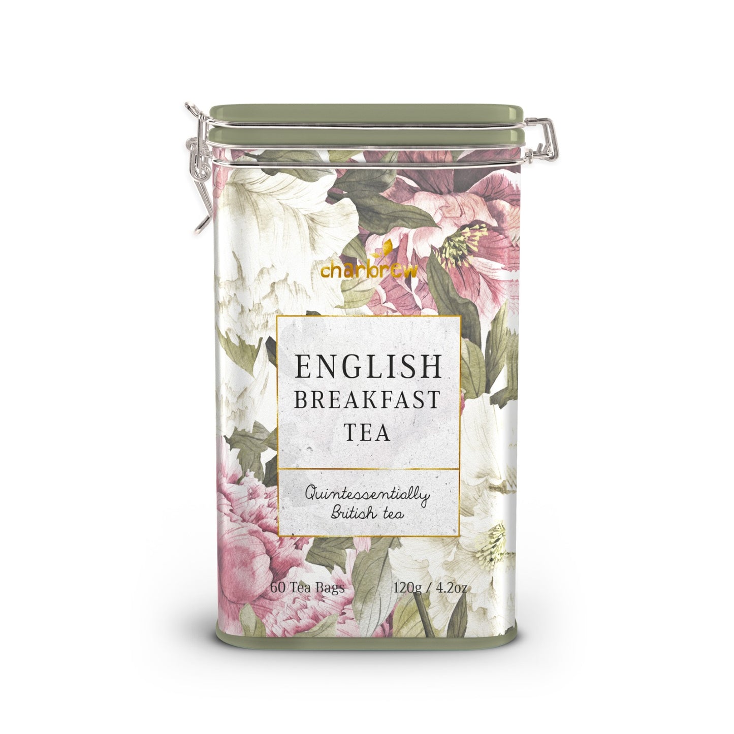 Spring Floral English Breakfast Tea Tin - 60 Teabags