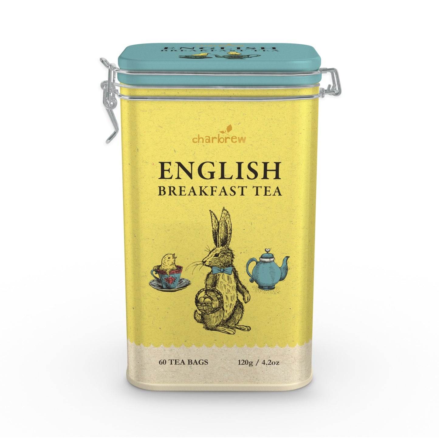 Whimsical Spring Rabbit English Breakfast Tea Tin – 60 Teabags