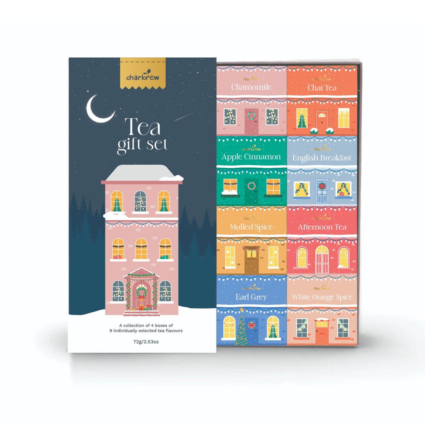 Christmas Festive House Tea Box Gift Set - 16 Teabags