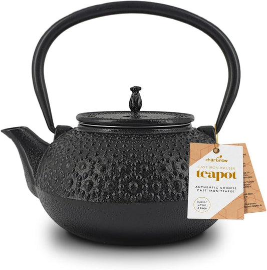 Chinese Black & Dotty Cast Iron Teapot 650ml