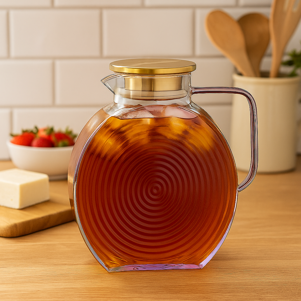 Ribbed Borosilicate Iridescent Glass Pitcher Jug 2500ml