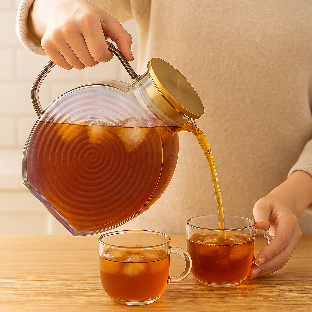 Ribbed Borosilicate Iridescent Glass Pitcher Jug 2500ml