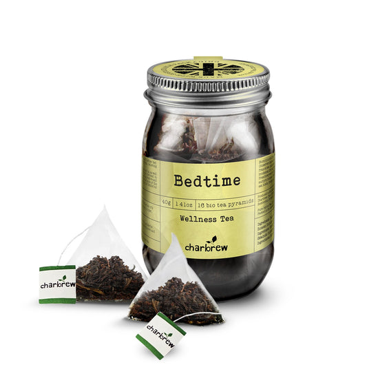 Bedtime Wellness Tea Bags Mason Jar - 16 Biodegradable Pyramid Bags