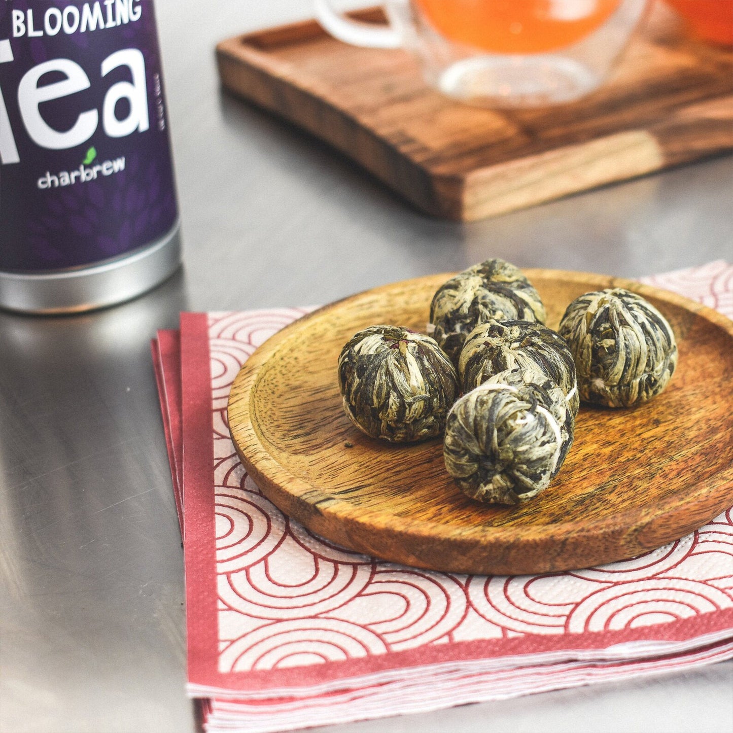 Blooming flowering tea balls