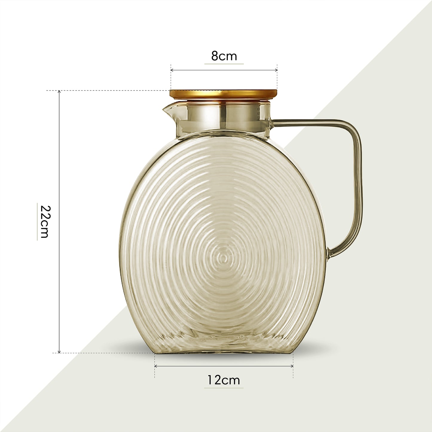 Ribbed Borosilicate Gold Glass Pitcher Jug 2500ml