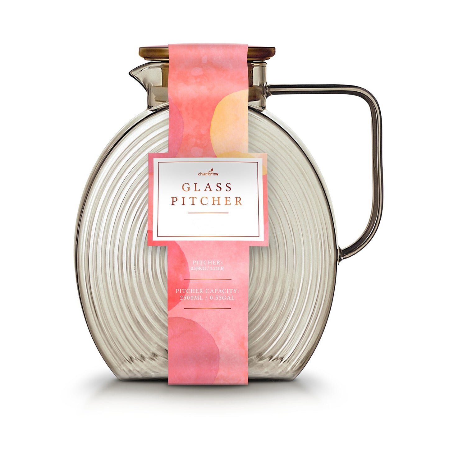 Ribbed Borosilicate Gold Glass Pitcher Jug 2500ml