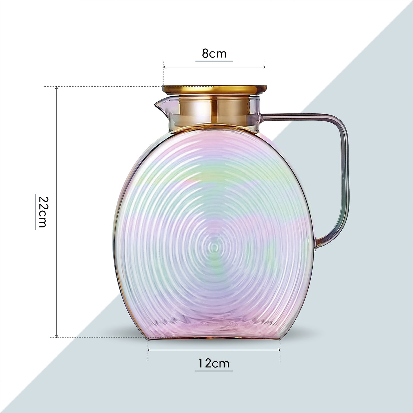 Ribbed Borosilicate Iridescent Glass Pitcher Jug 2500ml