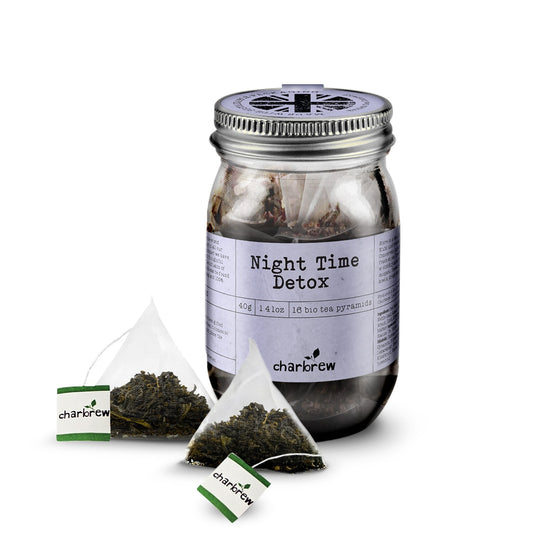 Night Time Tea Bags Mason Jar - 16 Biodegradable Pyramid Bags