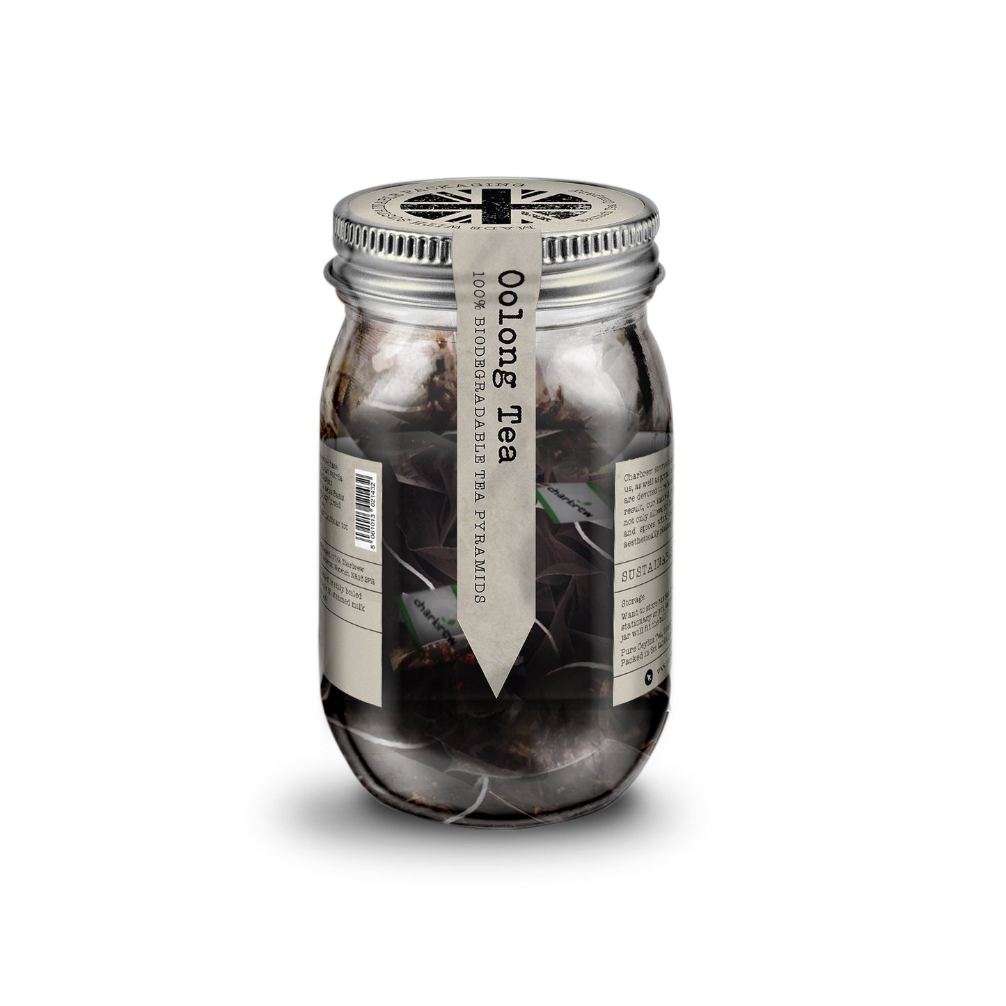 Oolong Tea Bags Mason Jar - 16 Biodegradable Pyramid Bags