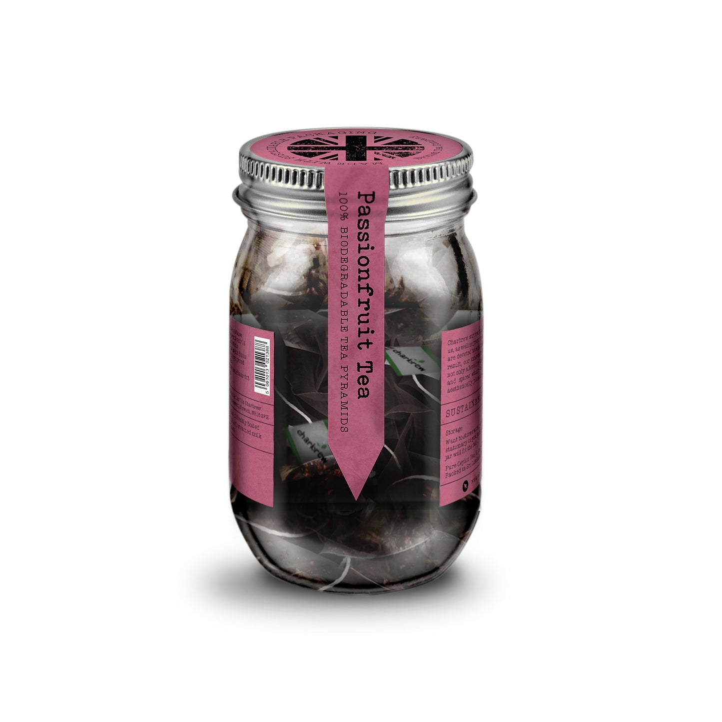Passionfruit Tea Bags Mason Jar - 16 Biodegradable Pyramid Bags