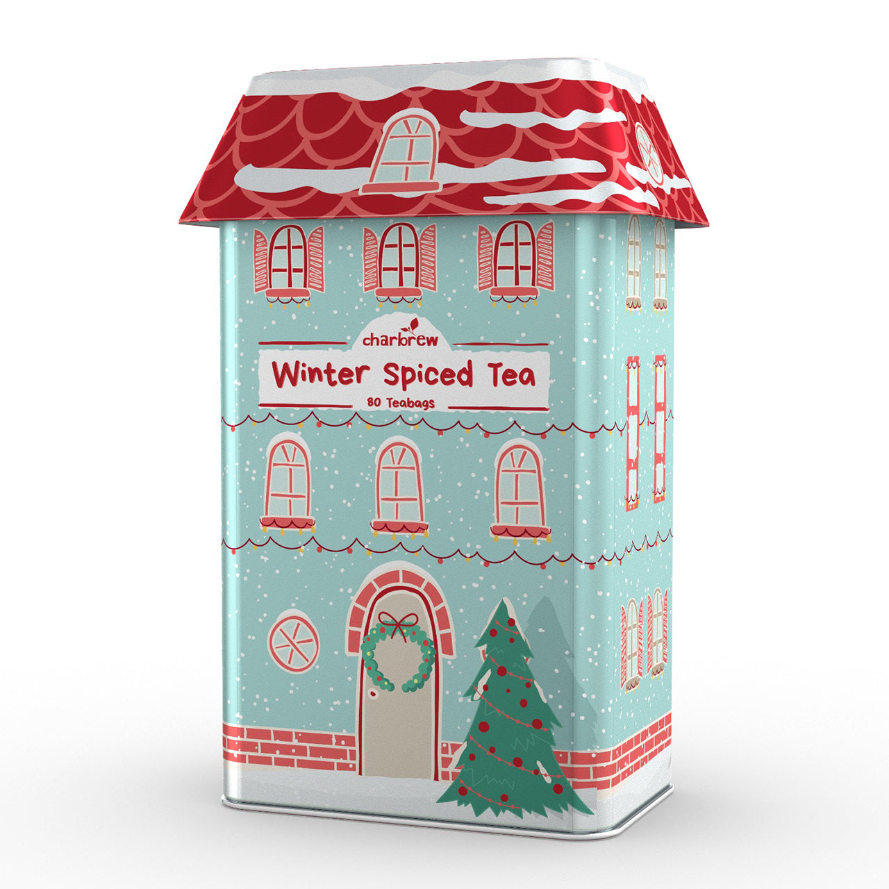 Winter Spice Painted House Christmas Tea Tin – 80 Teabags