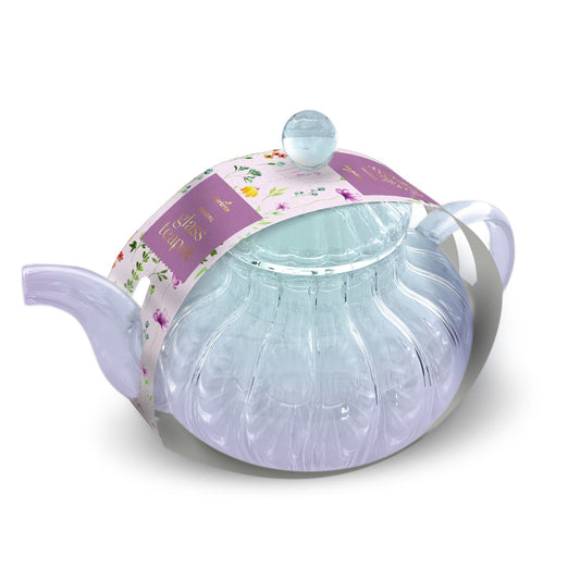 Ribbed Borosilicate Two Tone Green & Lilac Glass Teapot 1000ml