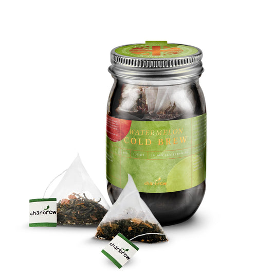 Watermelon Cold Brew Tea Bags Mason Jar - 16 Biodegradable Pyramid Bags