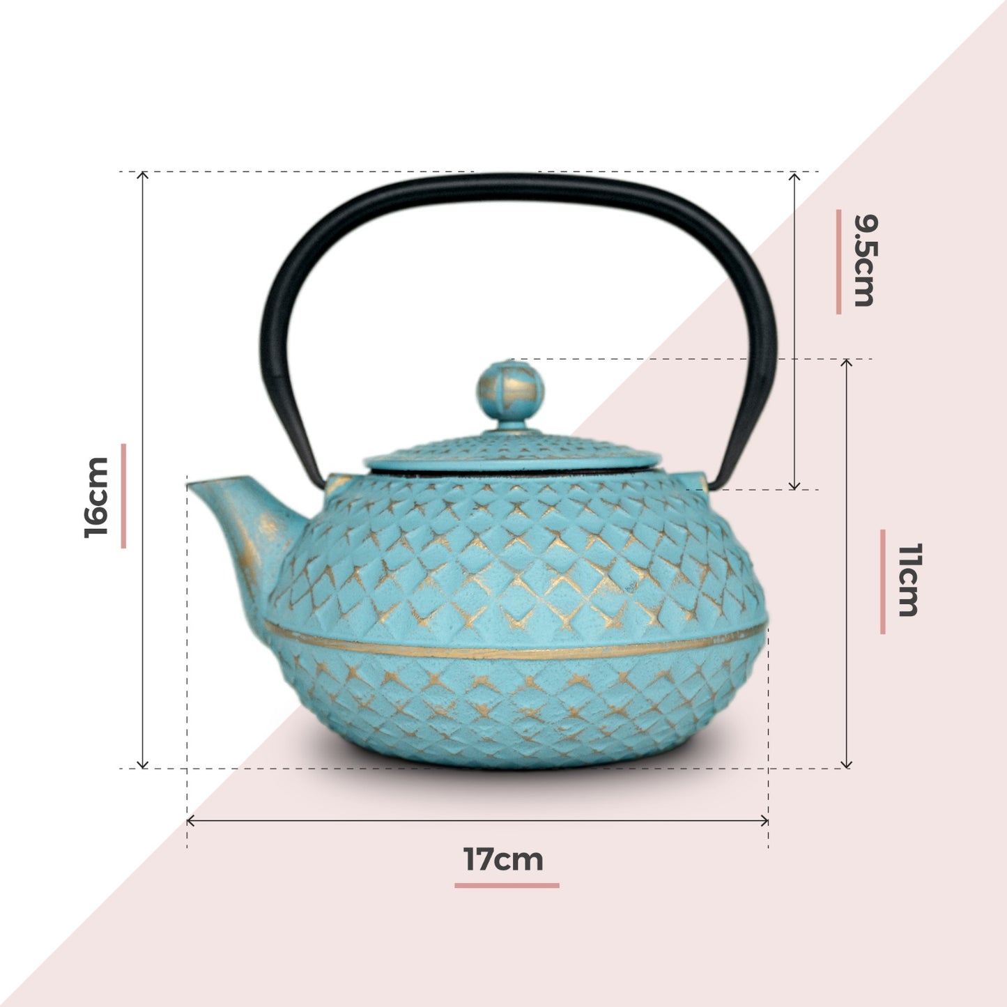 Chinese Blue Diamond Cast Iron Teapot 900ml