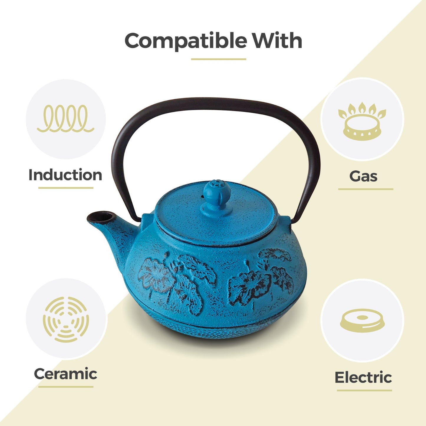 Chinese Tiffany Blue Cast Iron Teapot 900ml