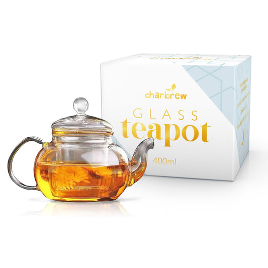 Glass Tea Pot & Tea Strainer For Loose Leaf Tea 400ml