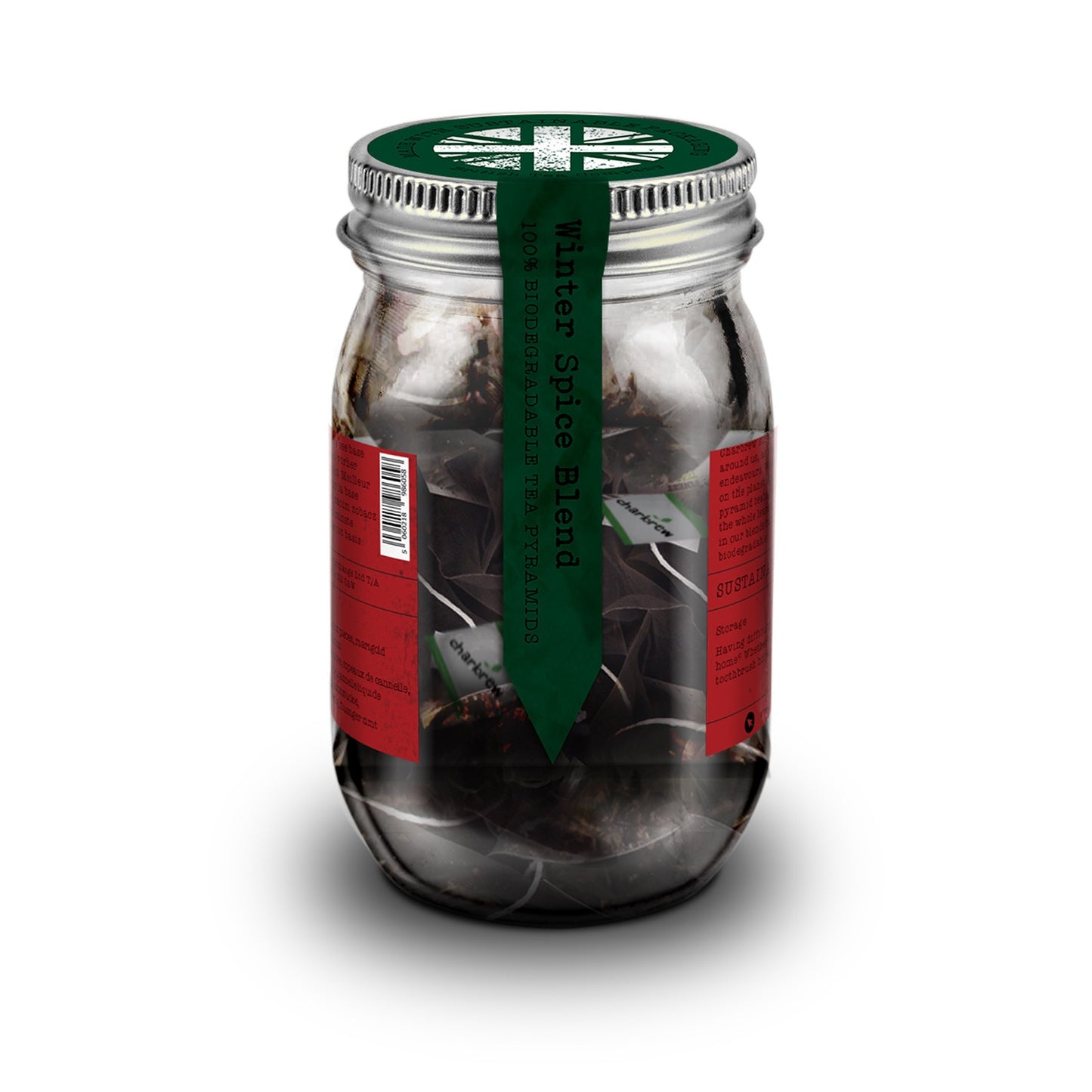 Winter Spice Tea Bags Mason Jar - 16 Biodegradable Pyramid Bags