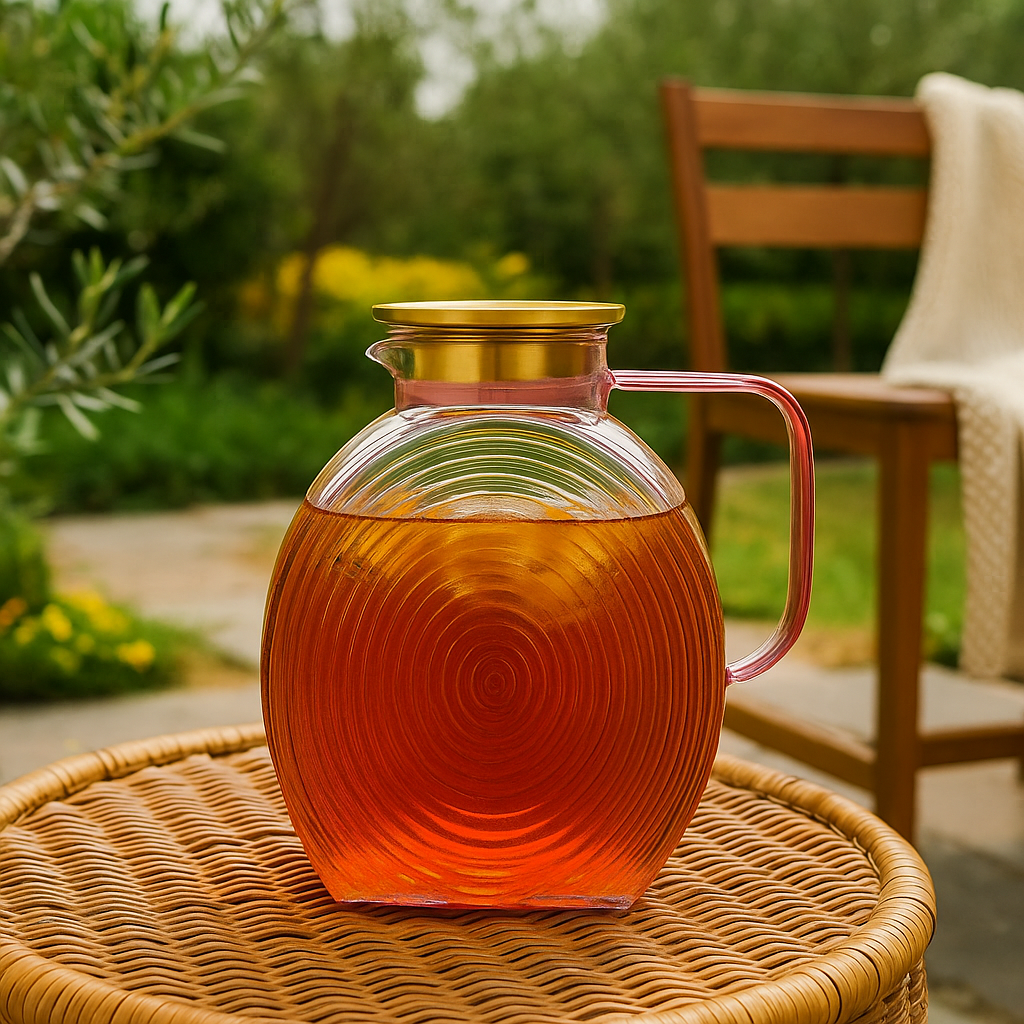 Ribbed Borosilicate Pink Glass Pitcher Jug 2500ml