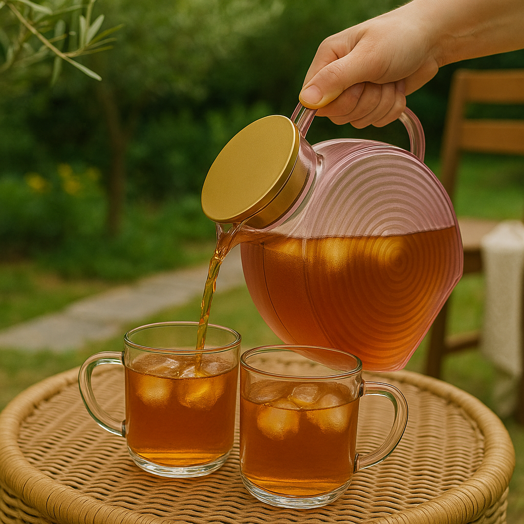 Ribbed Borosilicate Pink Glass Pitcher Jug 2500ml