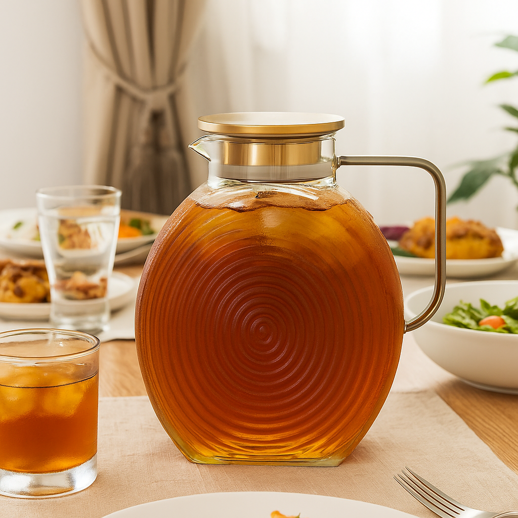 Ribbed Borosilicate Gold Glass Pitcher Jug 2500ml