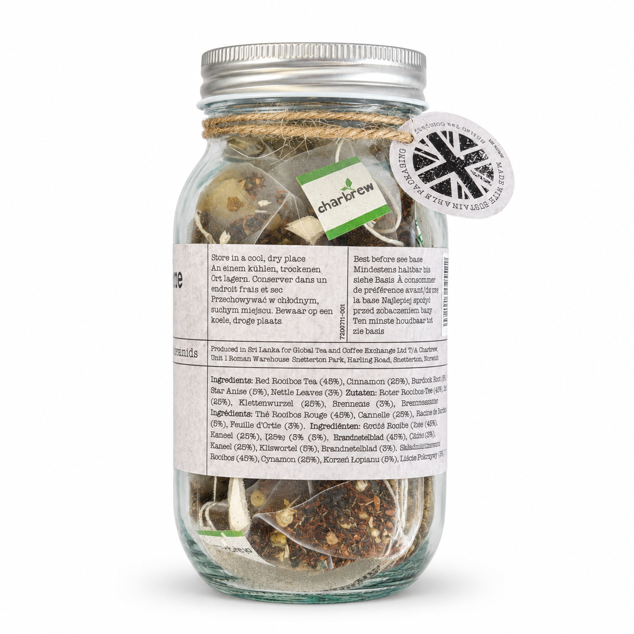 Night Time Tea Bags Mason Jar - 24 Biodegradable Pyramid Bags
