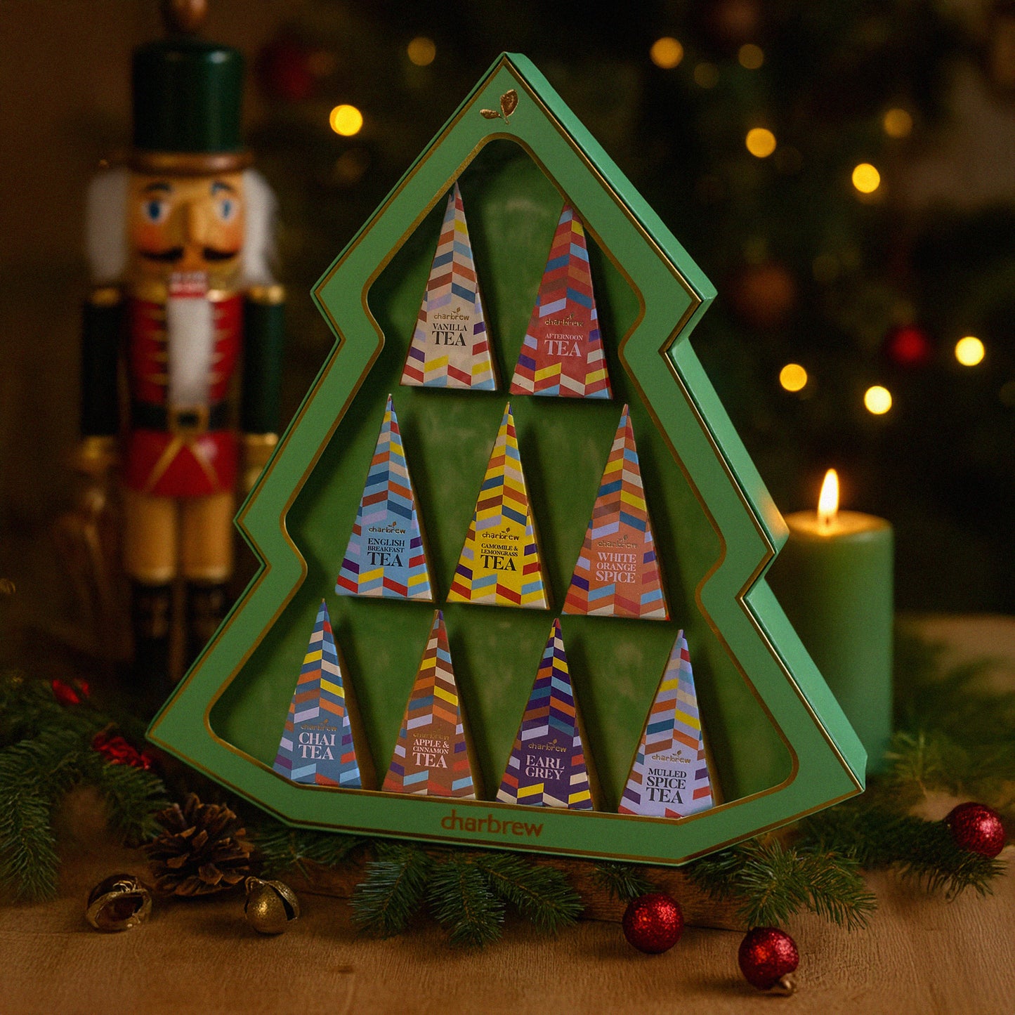 Christmas Tree Shaped Tea Box Gift Set - 9 Teabags