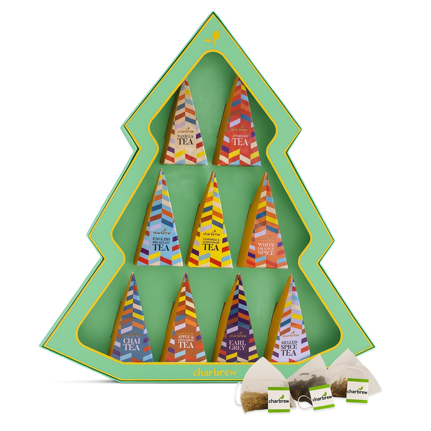 Christmas Tree Shaped Tea Box Gift Set - 9 Teabags Assortment Blends ...
