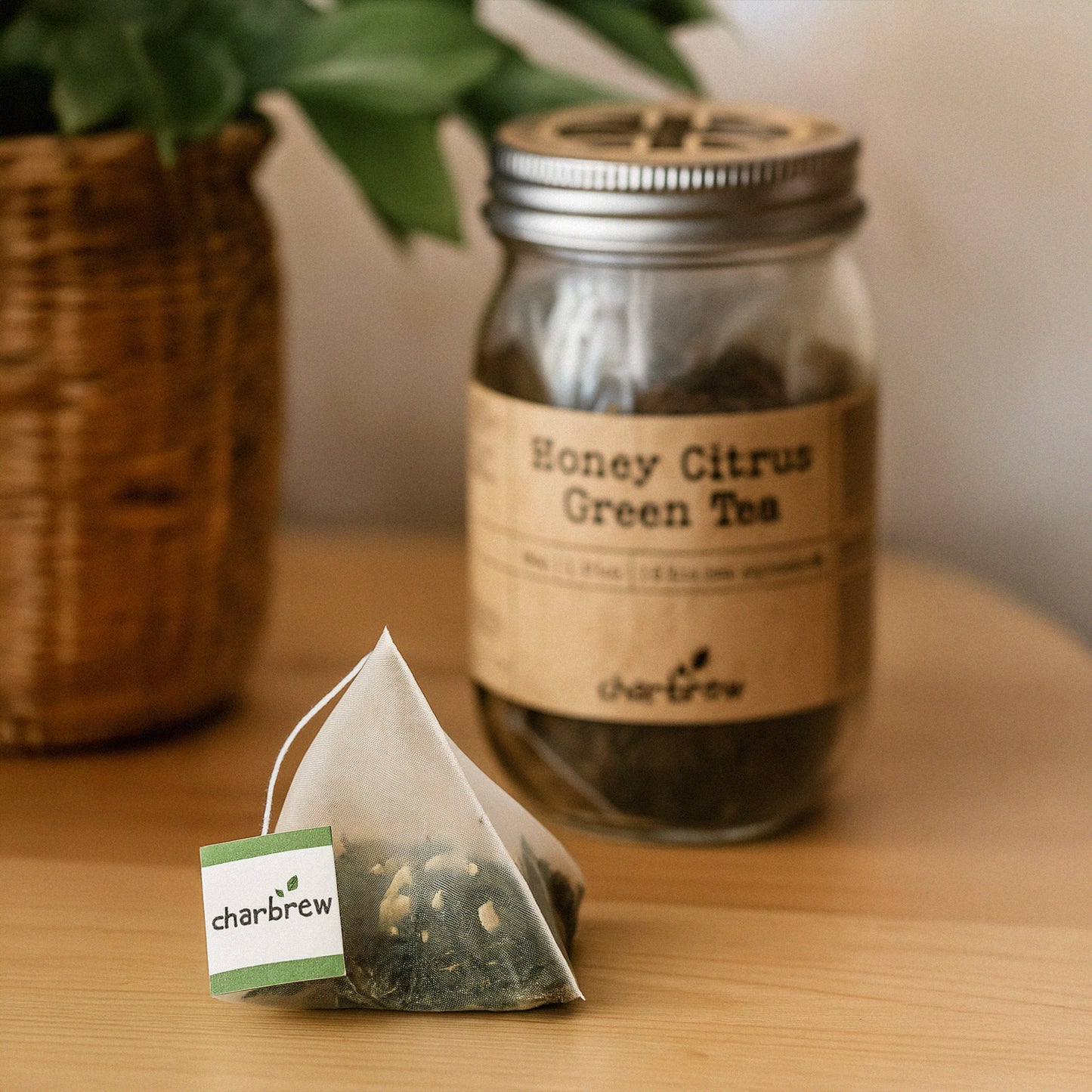 Honey Citrus Tea Bags Mason Jar - 16 Biodegradable Pyramid Bags