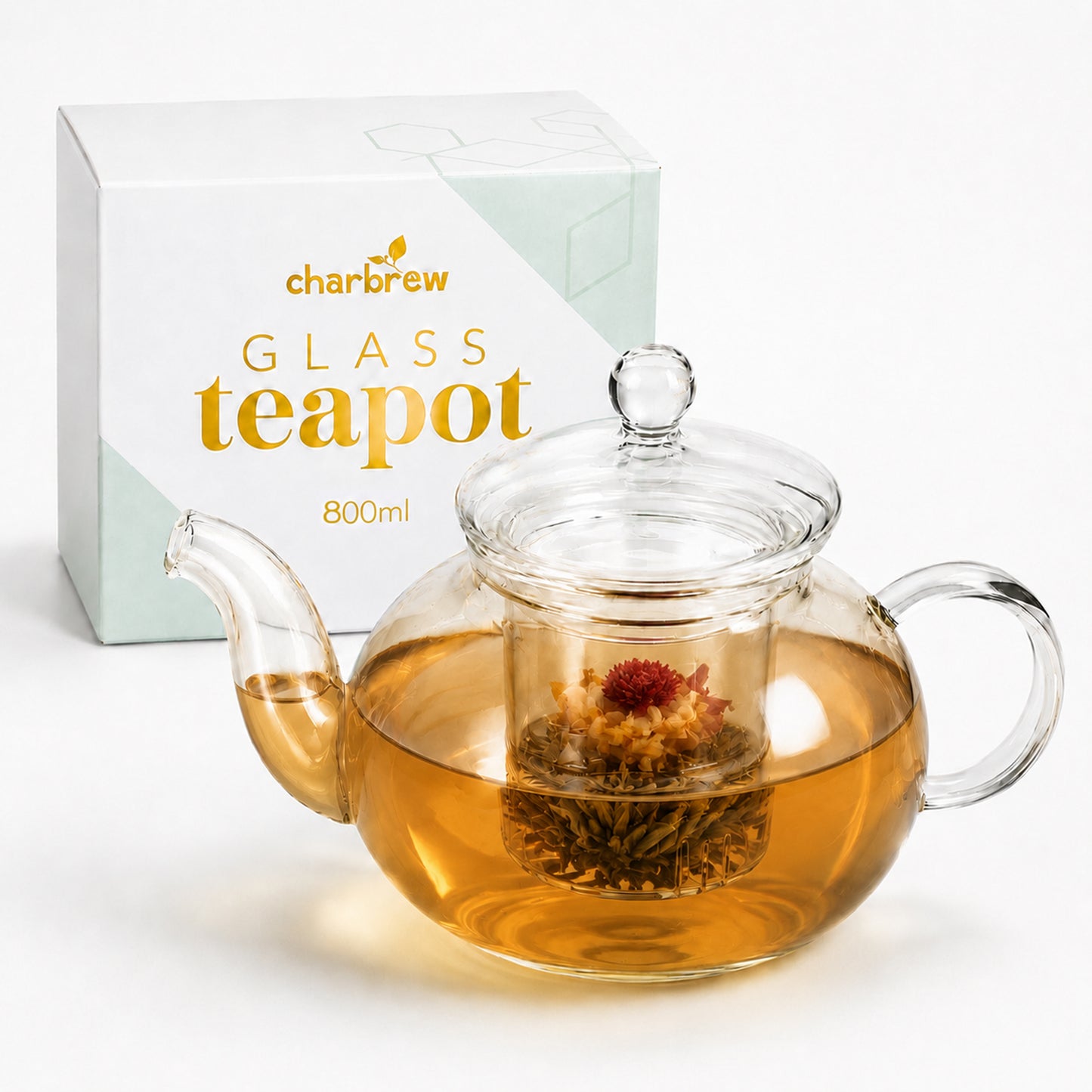 Glass Tea Pot & Tea Strainer For Loose Leaf Tea 800ml