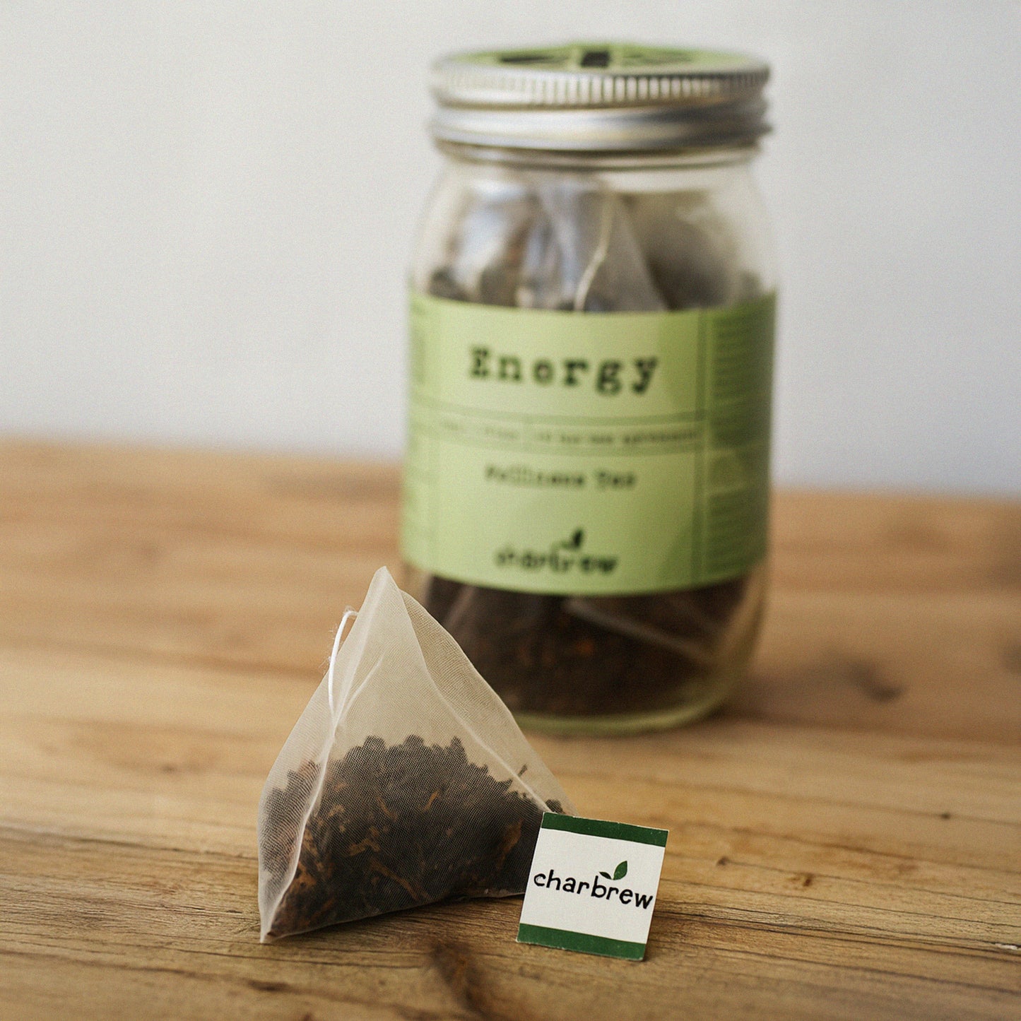 Energy Wellness Tea Bags Mason Jar - 16 Biodegradable Pyramid Bags
