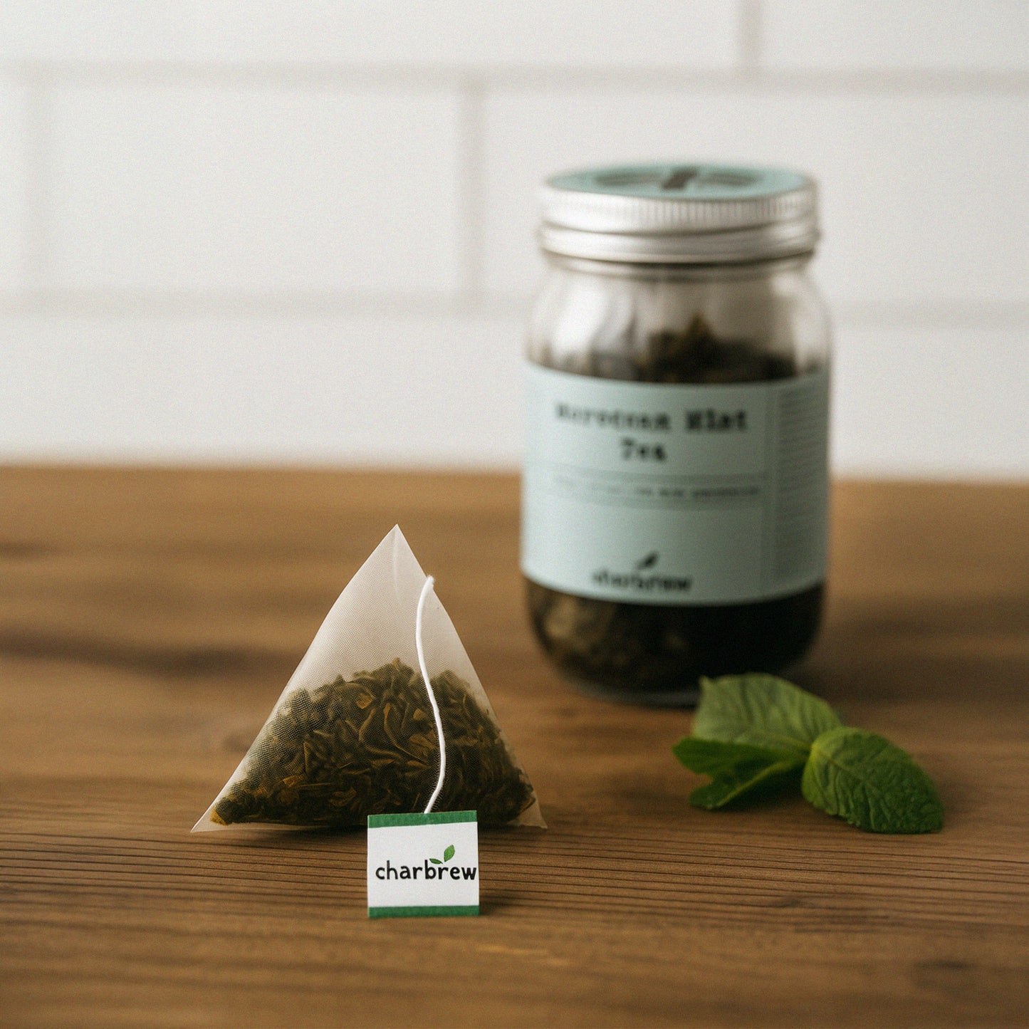 Moroccan Mint Tea Bags Mason Jar - 16 Biodegradable Pyramid Bags