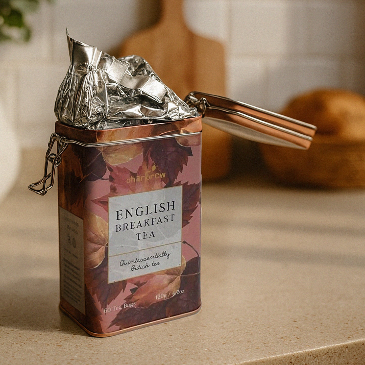 Autumn Floral English Breakfast Tea Tin – 60 Teabags