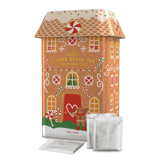 80 Gingerbread Teabags - Gingerbread House Christmas Tea Tin