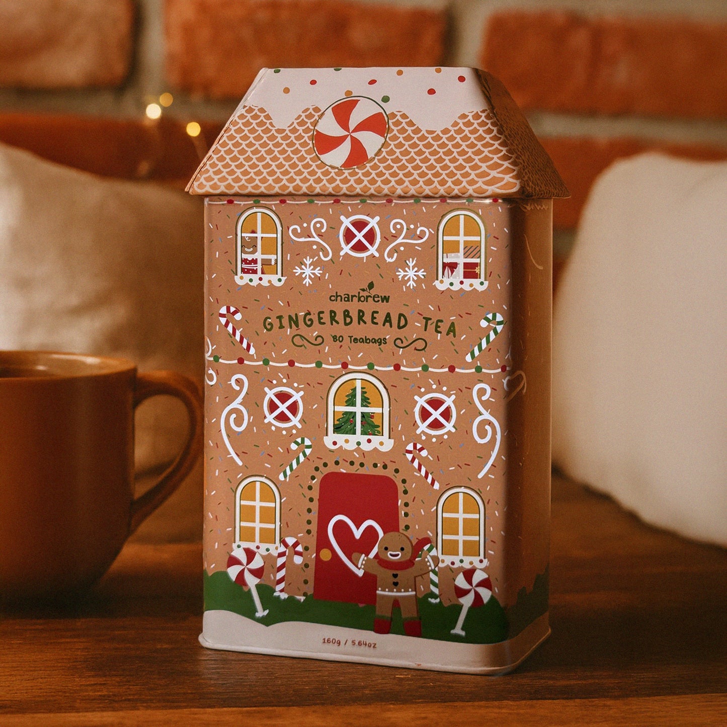 80 Gingerbread Teabags - Gingerbread House Christmas Tea Tin