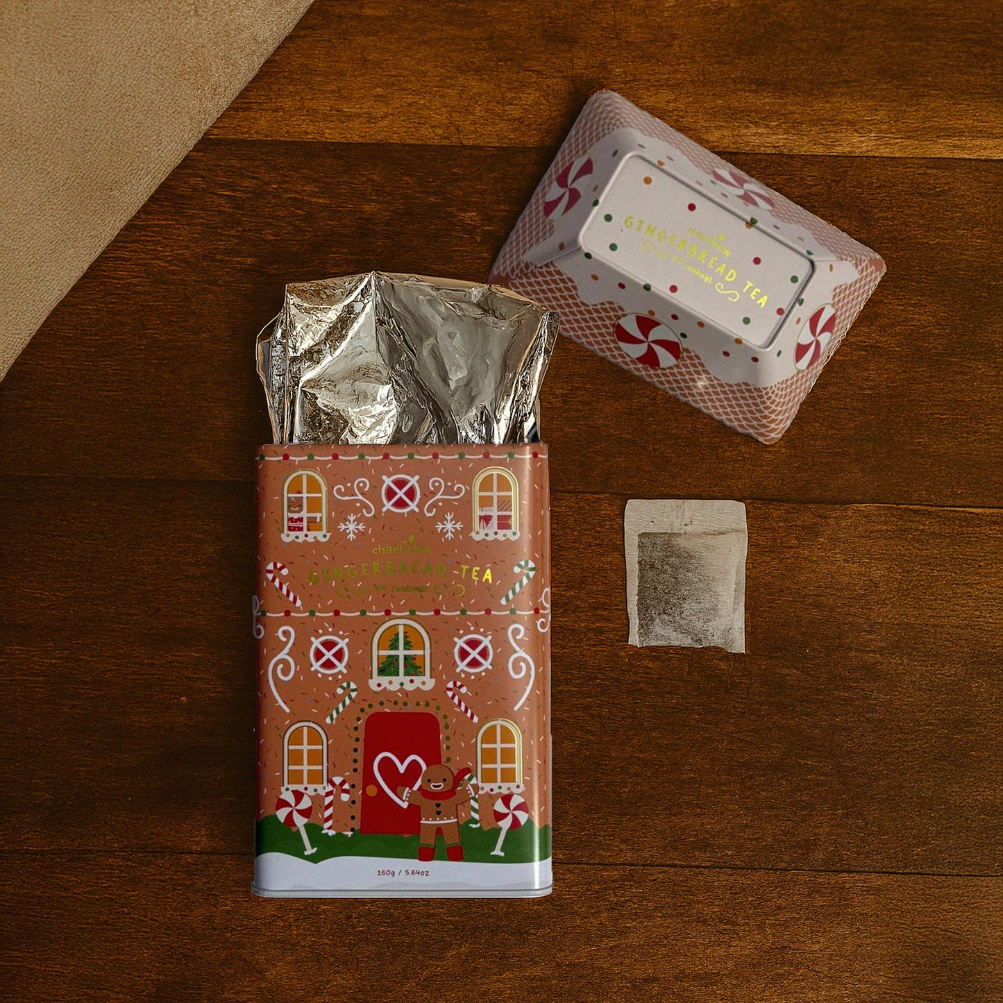 80 Gingerbread Teabags - Gingerbread House Christmas Tea Tin