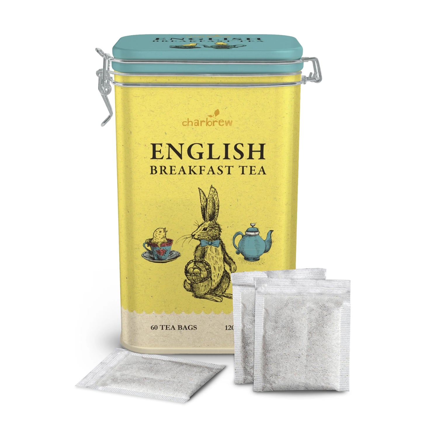 Whimsical Spring Rabbit English Breakfast Tea Tin – 60 Teabags