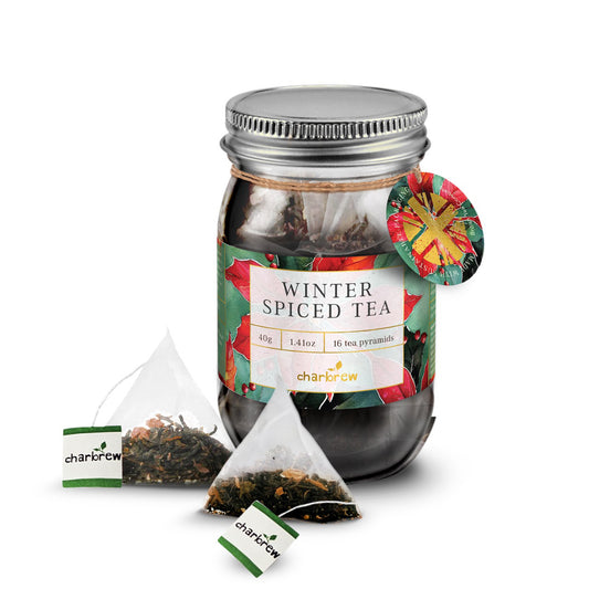 Christmas Floral Winter Spiced Mason Jar Tea - 16 Biodegradable Teabag Pyramids