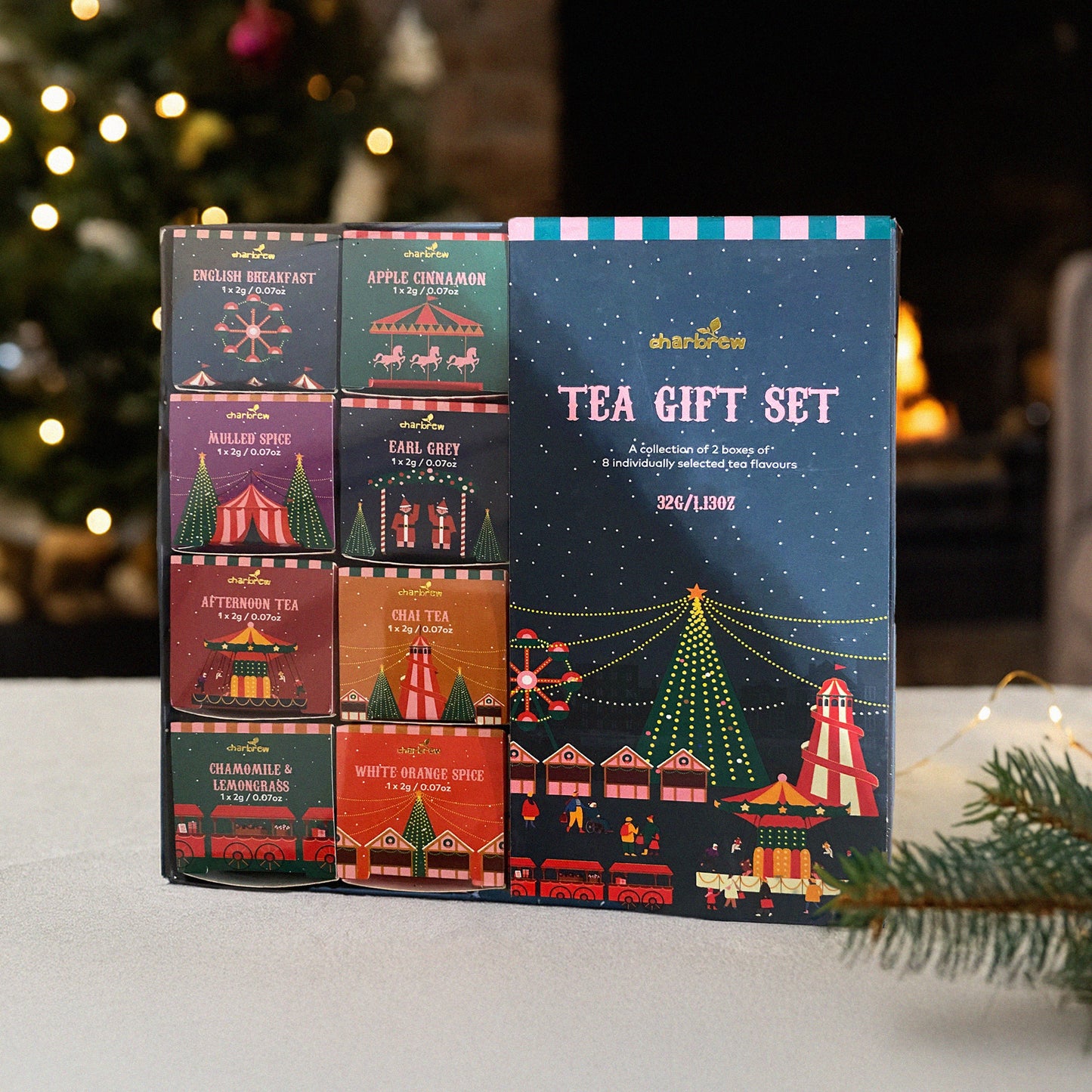 Christmas Festive Fairground Tea Box Gift Set - 16 Teabags