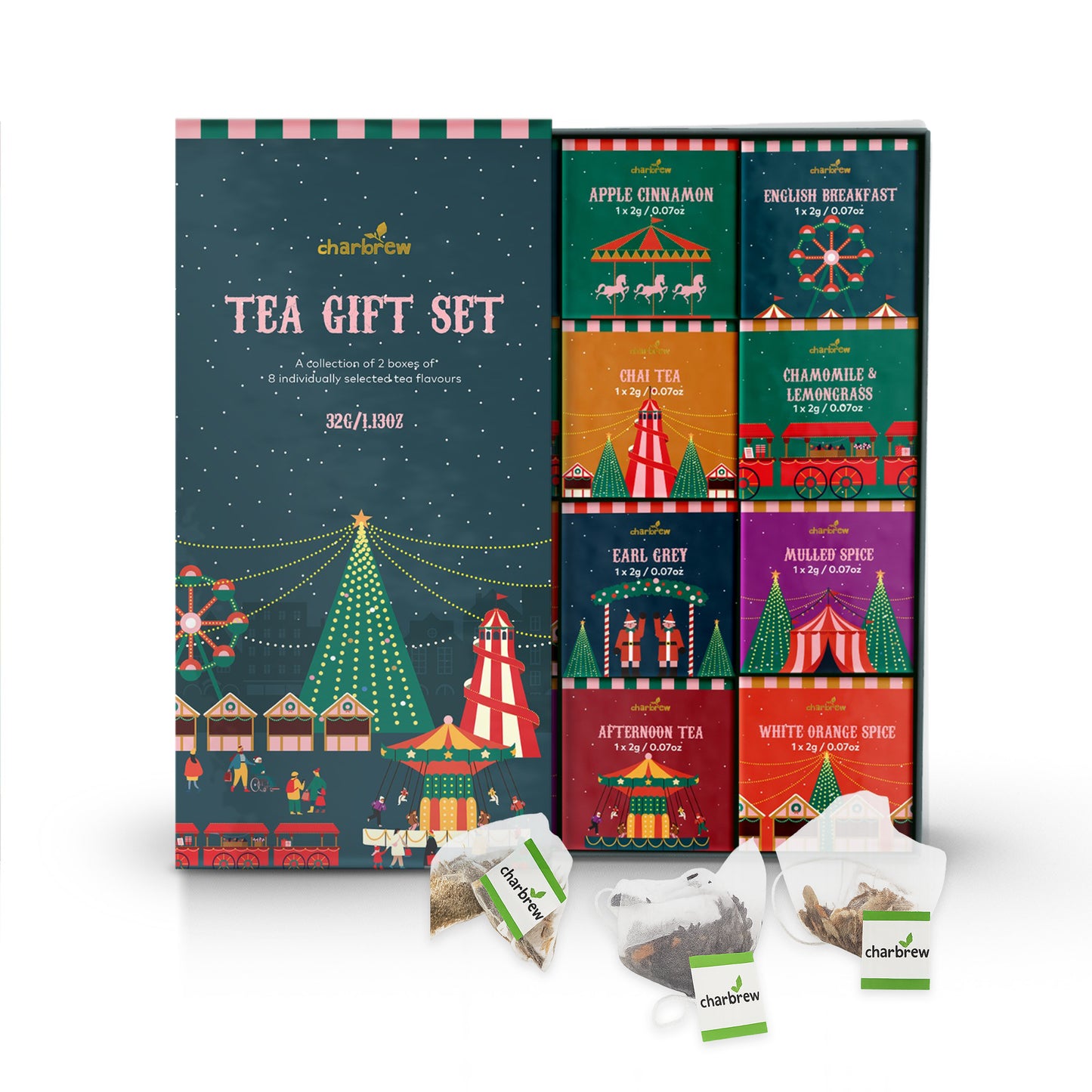 Christmas Festive Fairground Tea Box Gift Set - 16 Teabags