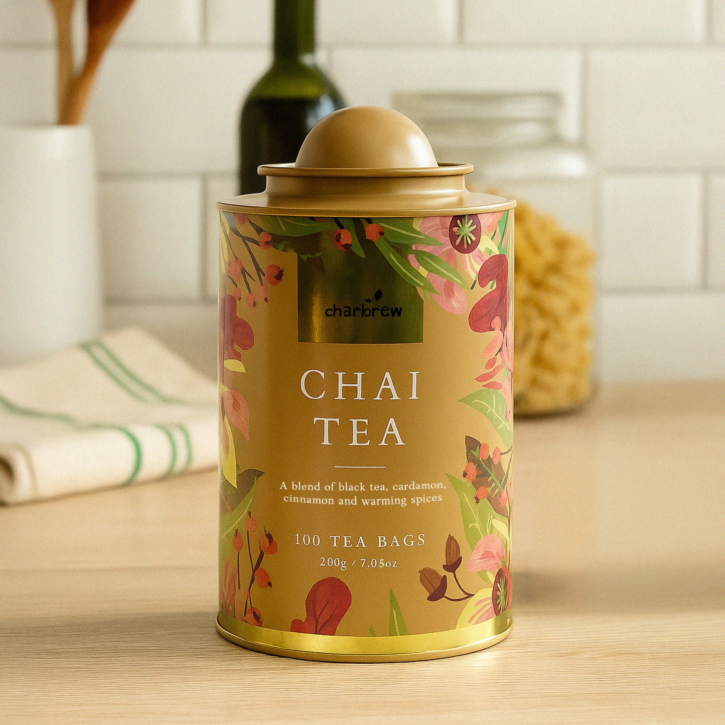 100 Chai Teabags - Rustic Floral Tea Tin