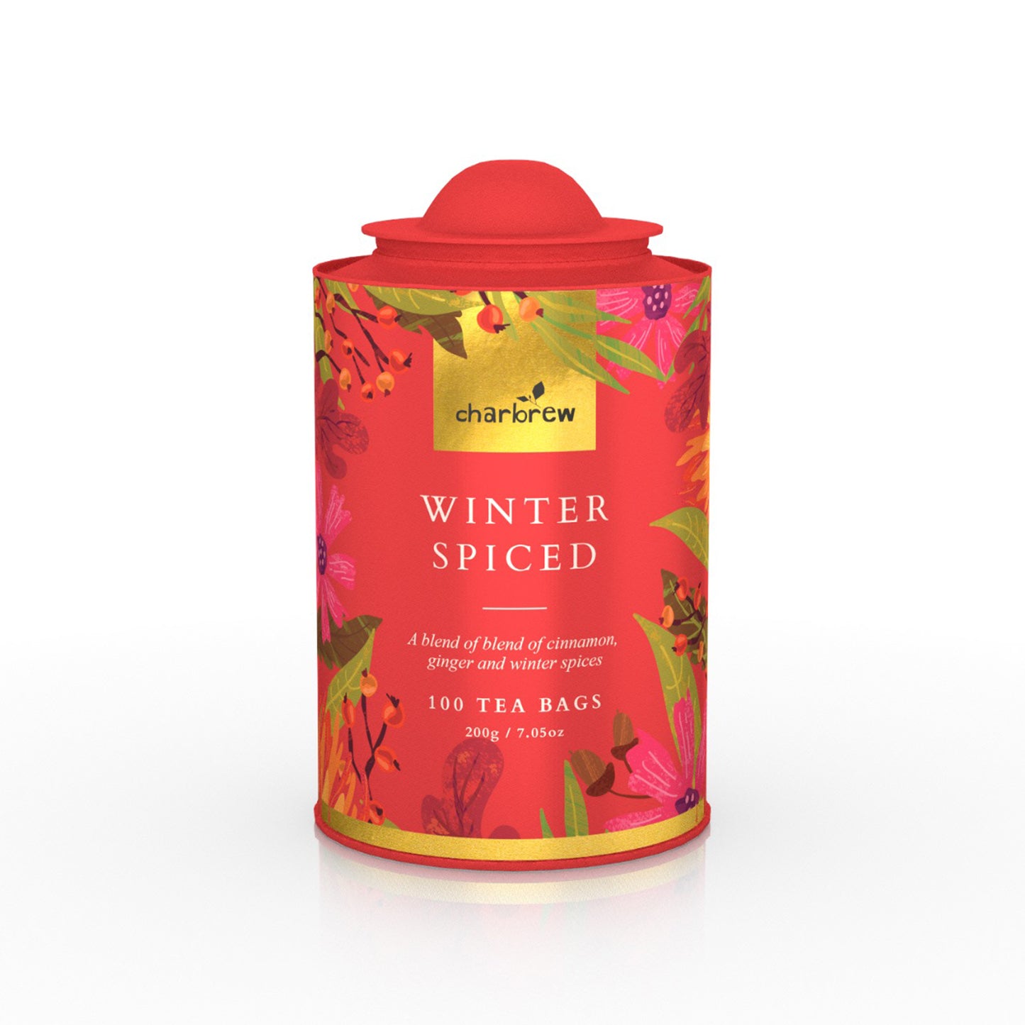 100 Winter Spiced Teabags - Rustic Floral Tea Tin