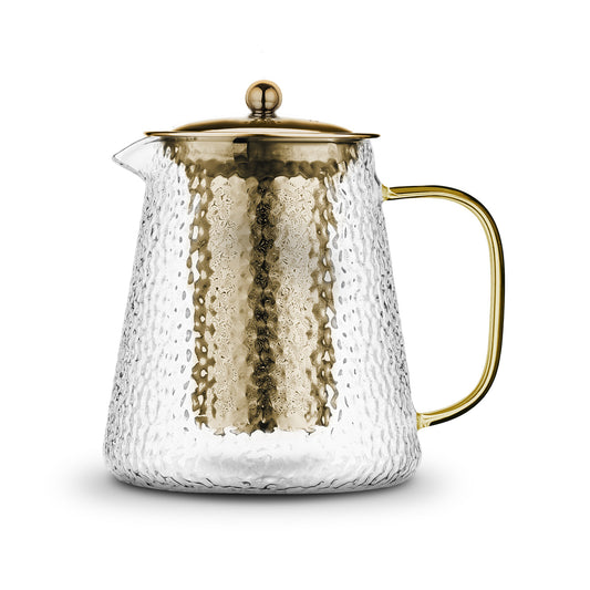 Gold Hammered Borosilicate Glass Teapot 900ml