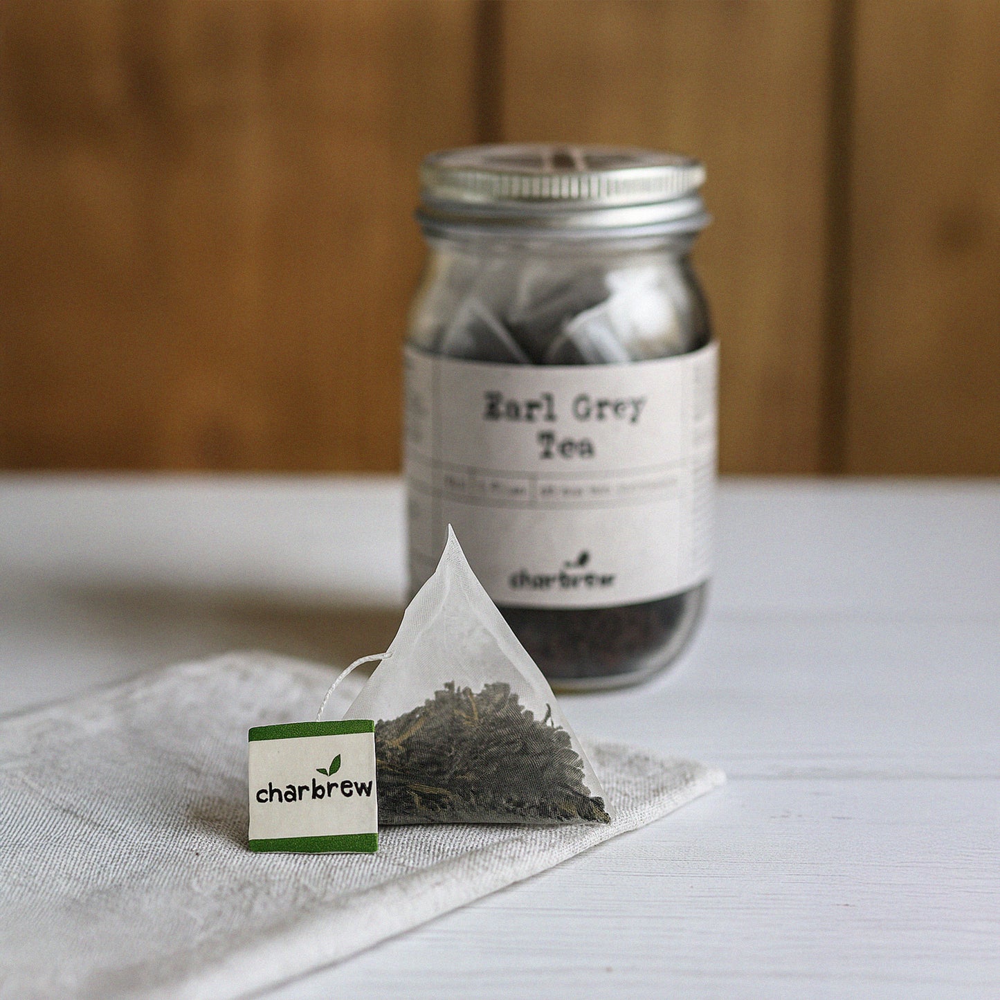 Earl Grey Tea Bags Mason Jar - 16 Biodegradable Pyramid Bags