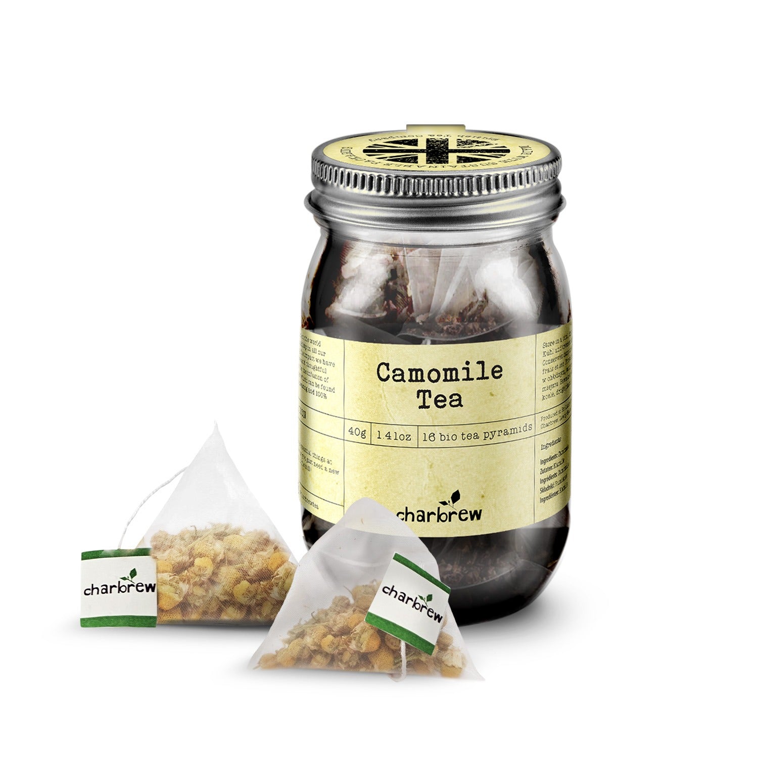 Pyramids Tea Java 16 x Chamomile Biodegradable Tea Pyramids In Reusable Mason Jar ...